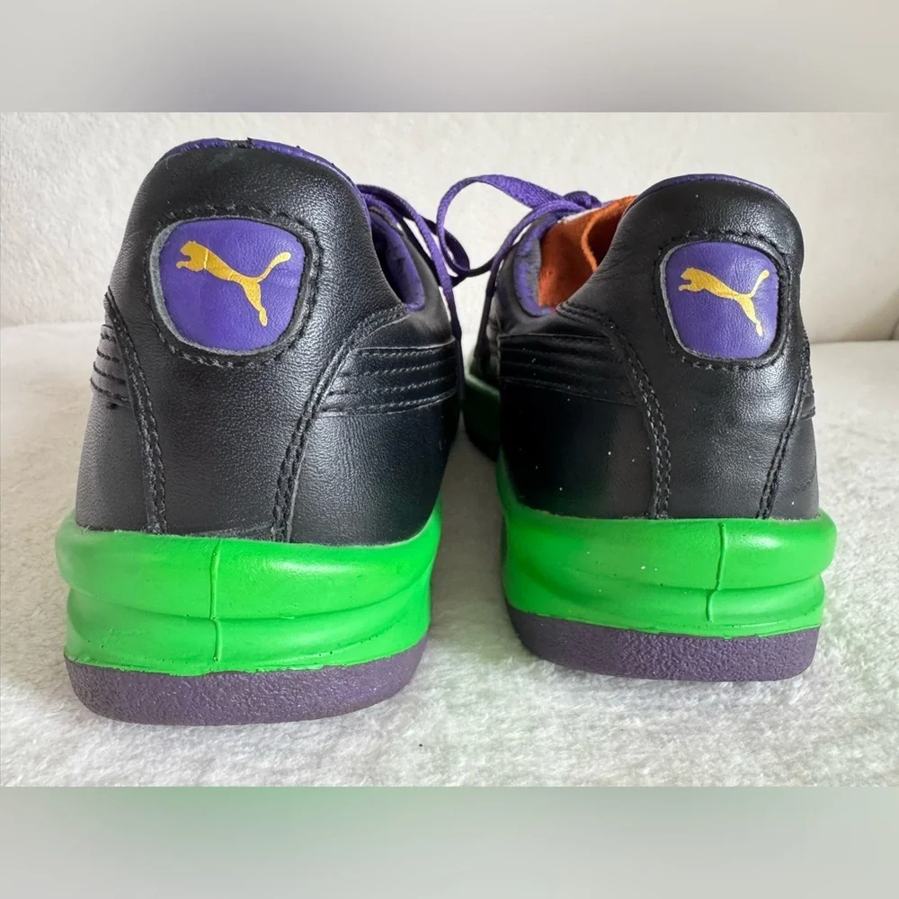 Puma GV Special Men's Black Leather Sneakers with Green Sole Size 8.5